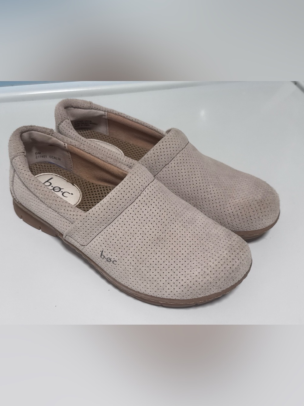 b.o.c. Women's Light Taupe Perforated Slip-On Loafers